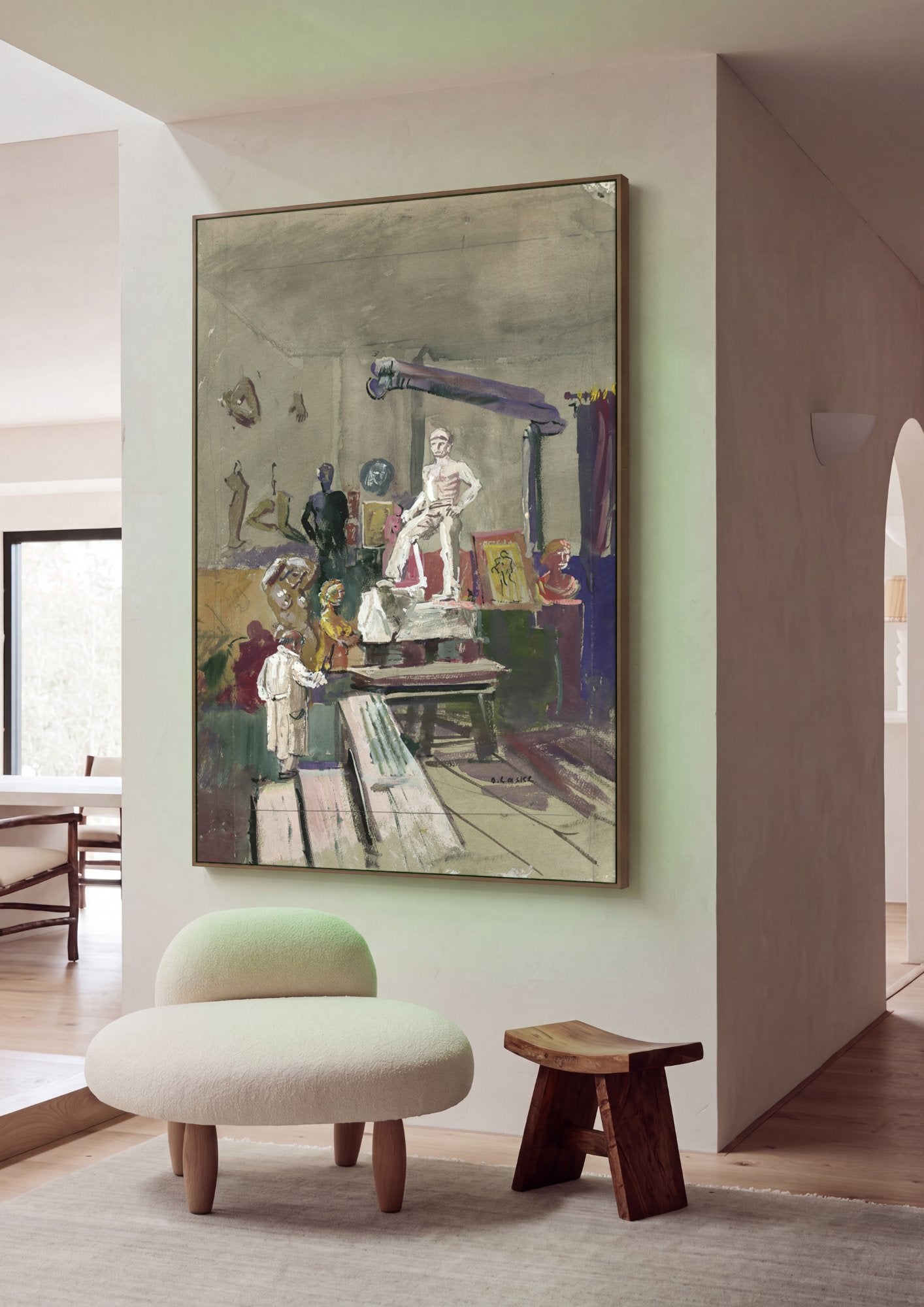 Quadro Decorativo O Ateliê do Artista - Oskar Laske em ambiente decorado