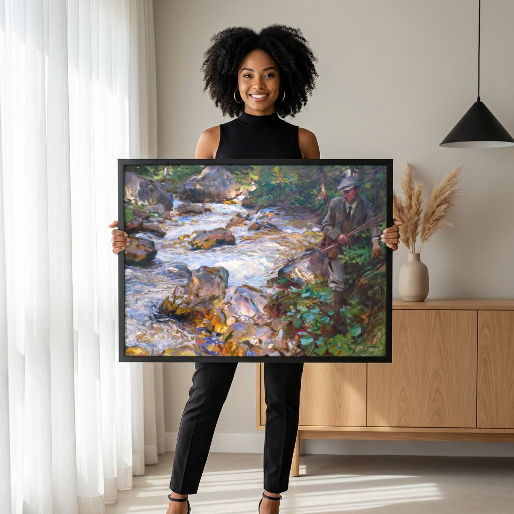 Quadro Decorativo A Corrente Montanhosa - John Singer Sargent com modelo em ambiente