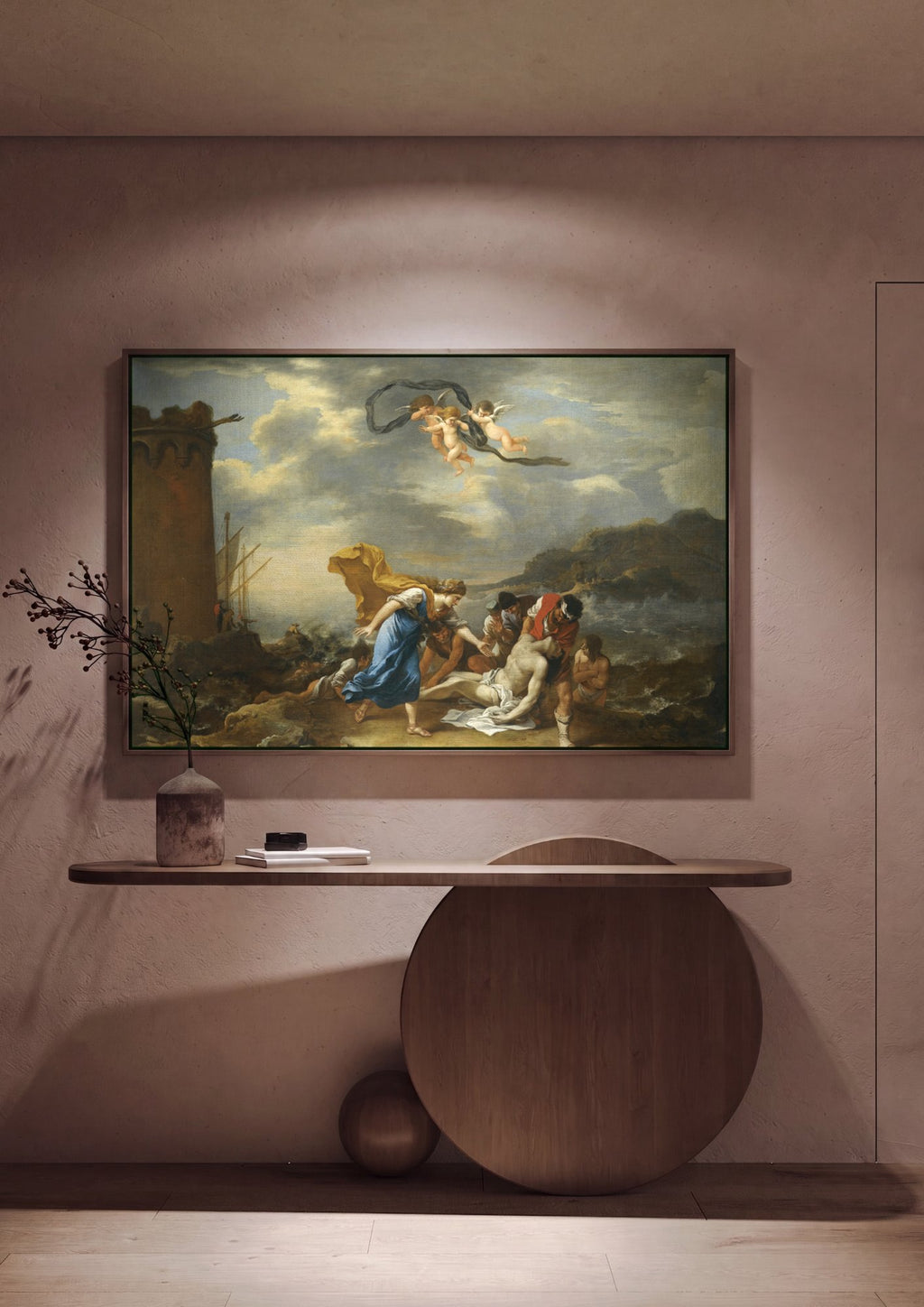 Quadro Decorativo A Enseada Tempestuosa - Salvator Rosa em ambiente decorado