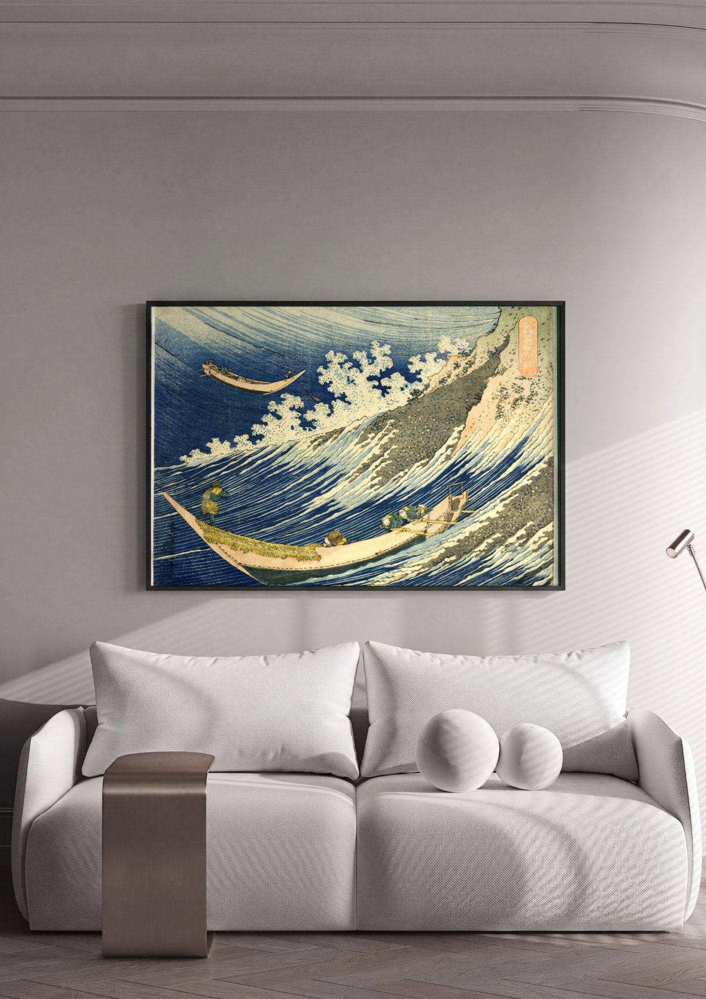 Quadro Decorativo O Mar Agitado em Choshi - Katsushika Hokusai em ambiente decorado
