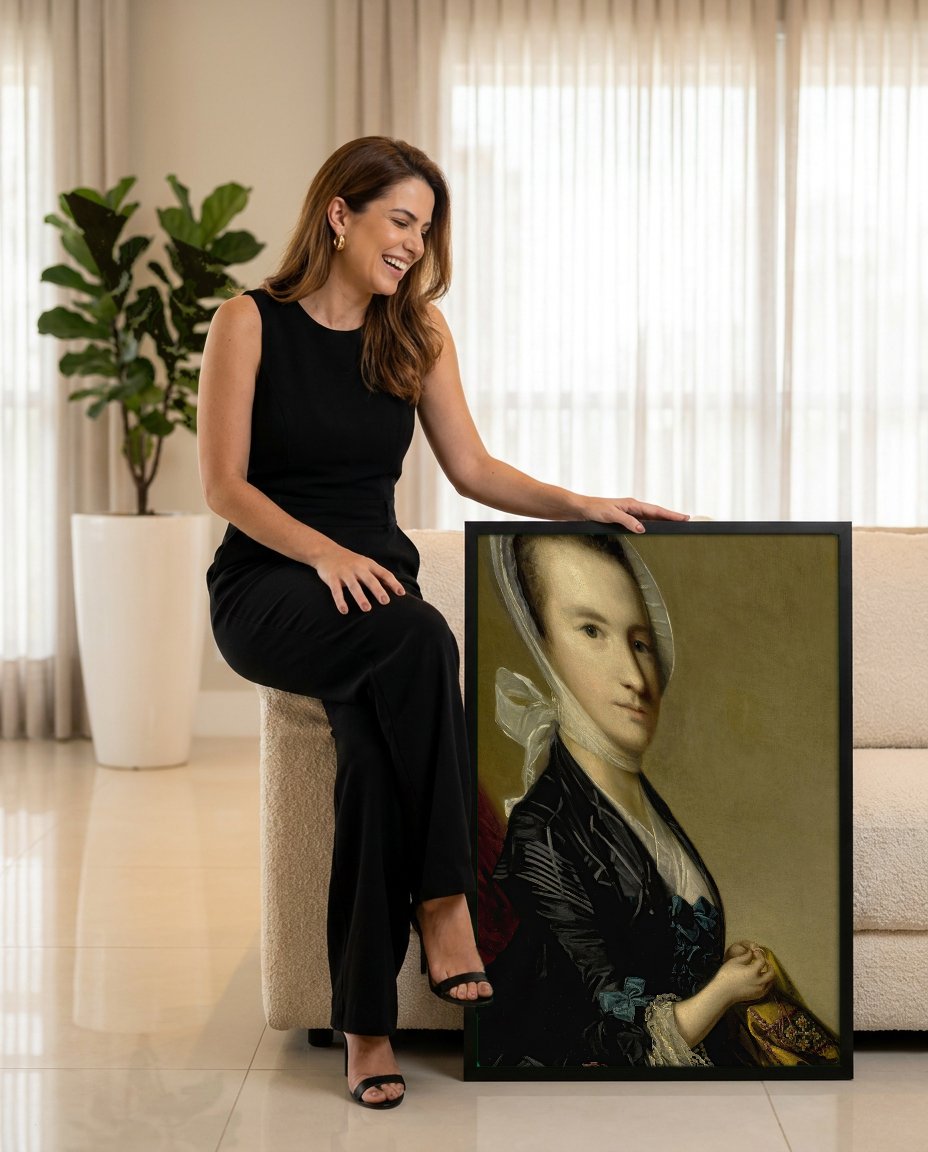 Quadro Decorativo Retrato de Mulher - Joshua Reynolds com modelo em ambiente