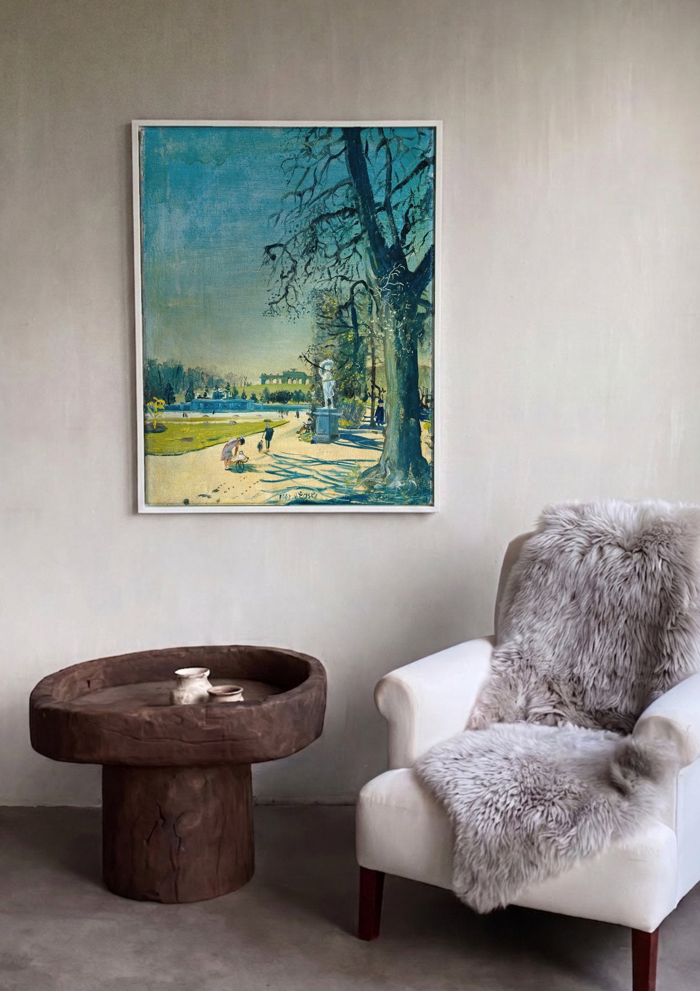 Quadro Decorativo Parque com Figuras - Oskar Laske em ambiente decorado