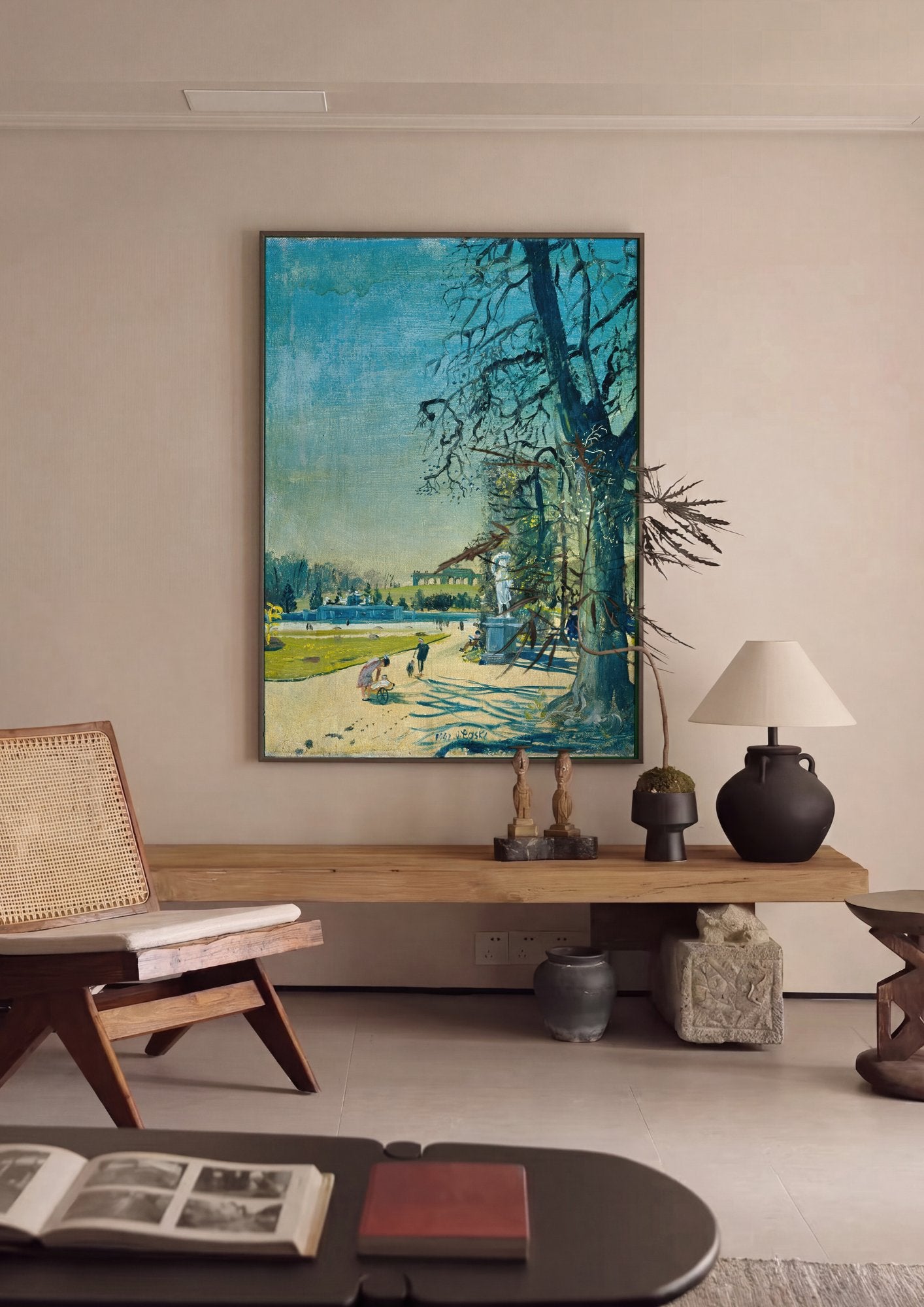 Quadro Decorativo Parque com Figuras - Oskar Laske em ambiente decorado