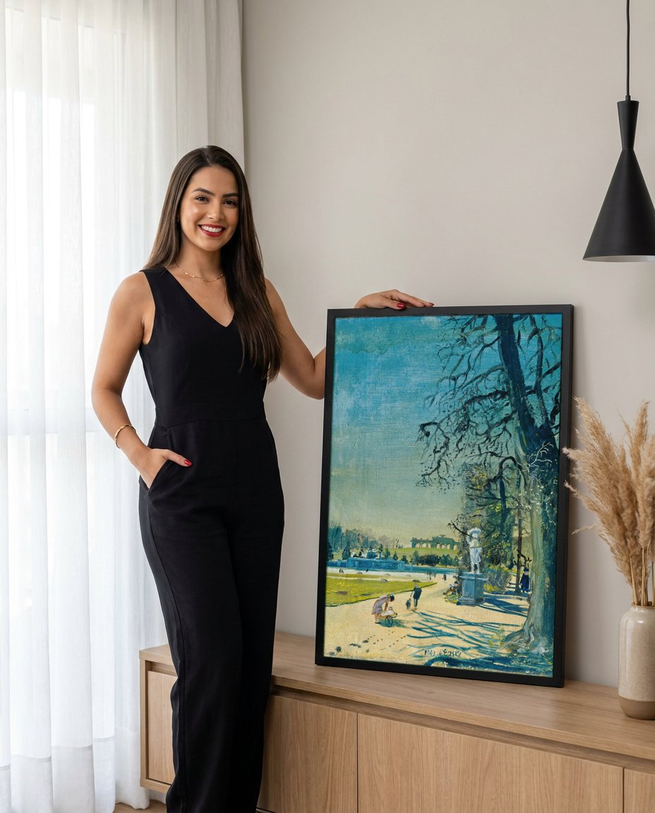 Quadro Decorativo Parque com Figuras - Oskar Laske com modelo em ambiente