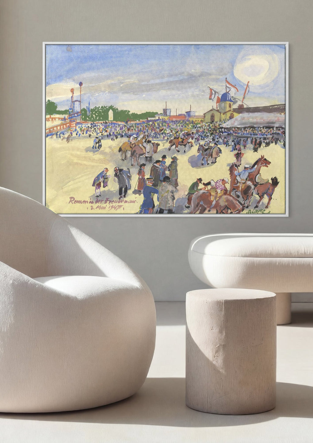 Quadro Decorativo Corrida de Cavalos - Oskar Laske em ambiente decorado