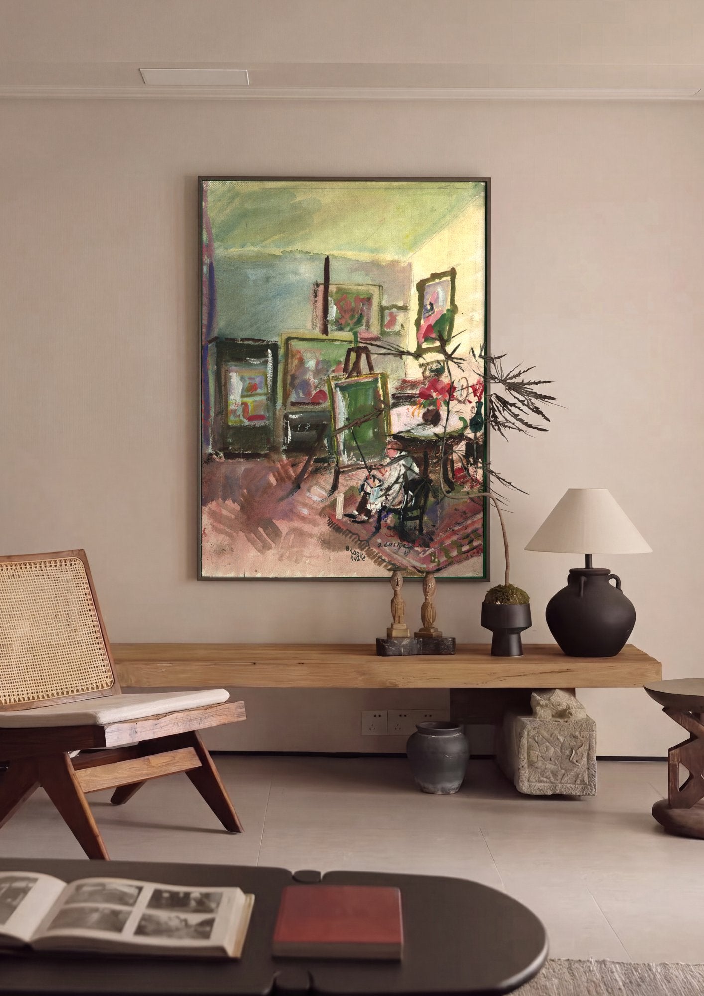 Quadro Decorativo 'Atelier do Artista' - Oskar Laske em ambiente decorado