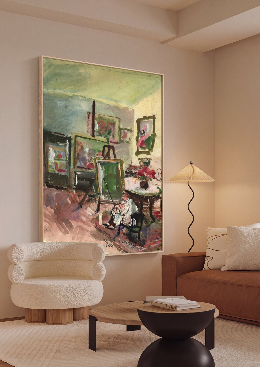 Quadro Decorativo 'Atelier do Artista' - Oskar Laske em ambiente decorado