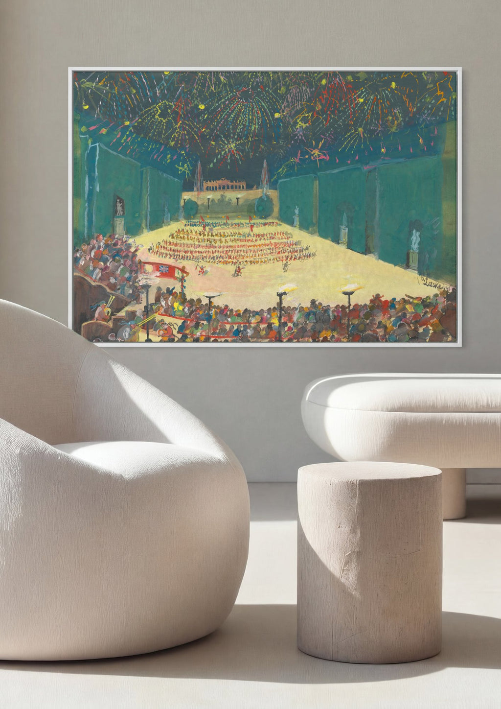 Quadro Decorativo Celebração Noturna - Oskar Laske em ambiente decorado