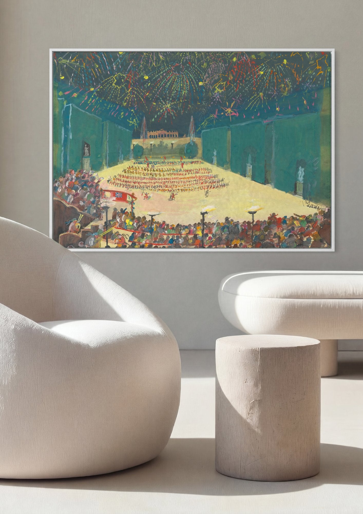 Quadro Decorativo Celebração Noturna - Oskar Laske em ambiente decorado