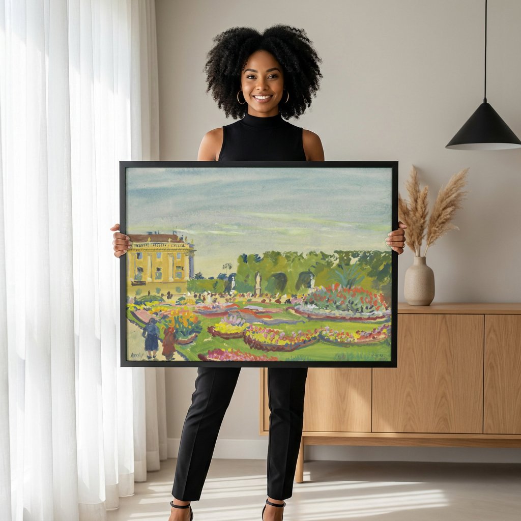 Quadro Decorativo Jardins do Palácio - Oskar Laske com modelo em ambiente