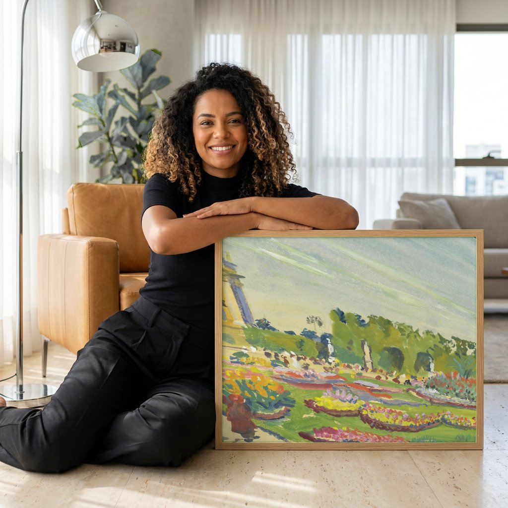 Quadro Decorativo Jardins do Palácio - Oskar Laske com modelo em ambiente