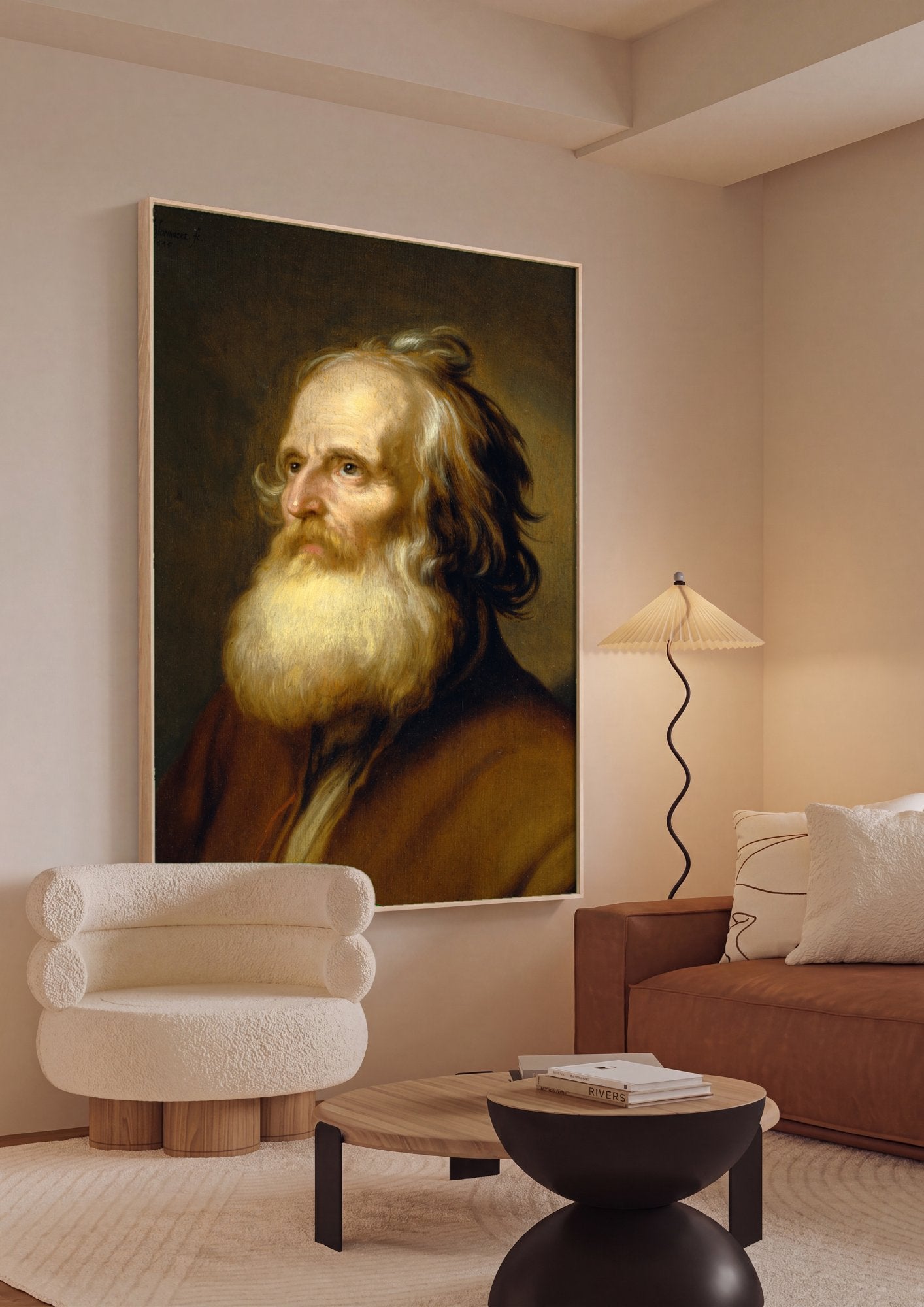 Quadro Decorativo Retrato de Homem Idoso - Abraham Bloemaert em ambiente decorado