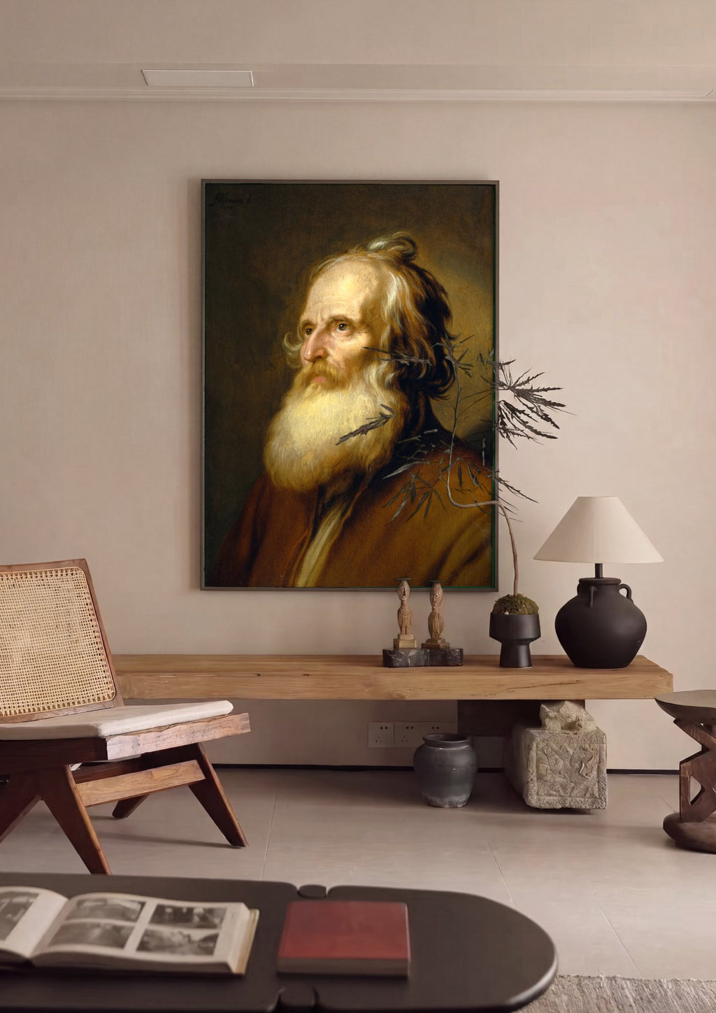 Quadro Decorativo Retrato de Homem Idoso - Abraham Bloemaert em ambiente decorado