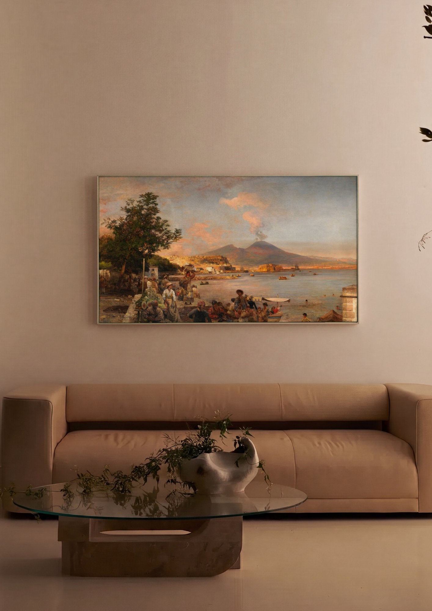 Quadro Decorativo Mercado em Nápoles - Oswald Achenbach em ambiente decorado