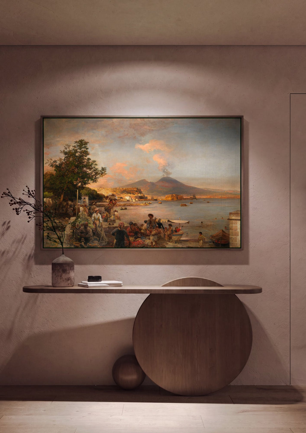 Quadro Decorativo Mercado em Nápoles - Oswald Achenbach em ambiente decorado