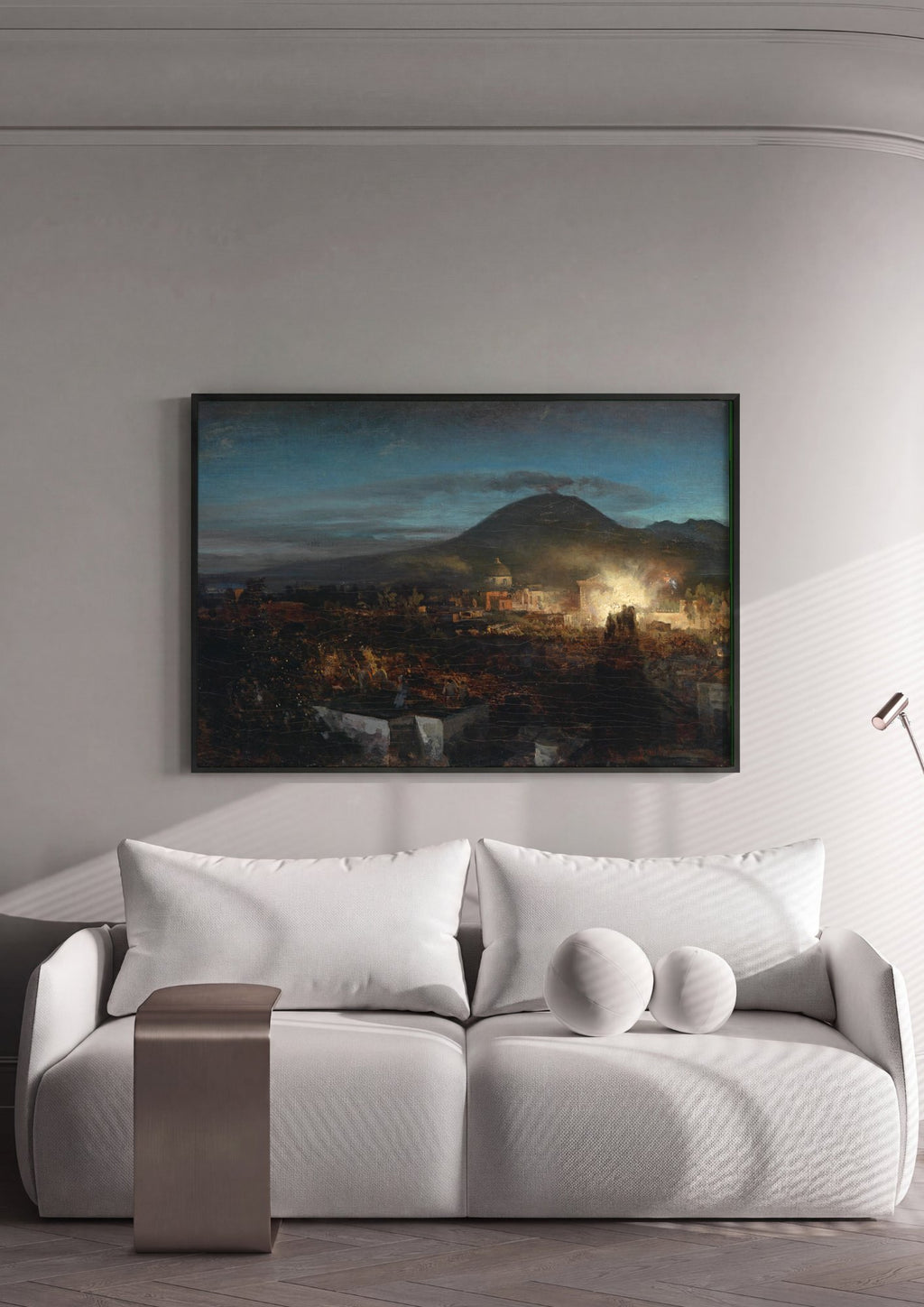 Quadro Decorativo Erupção do Vesúvio - Oswald Achenbach em ambiente decorado