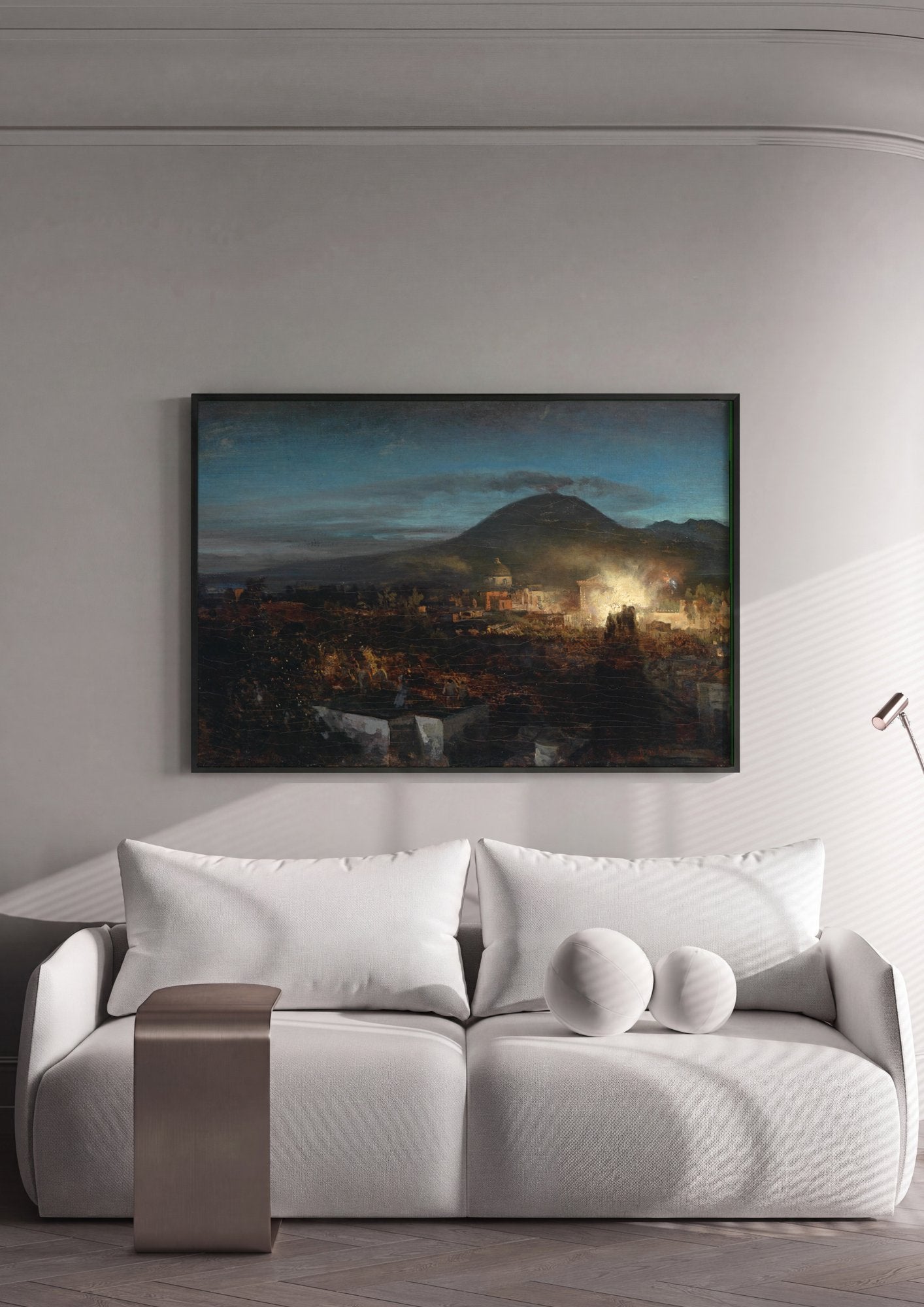 Quadro Decorativo Erupção do Vesúvio - Oswald Achenbach em ambiente decorado