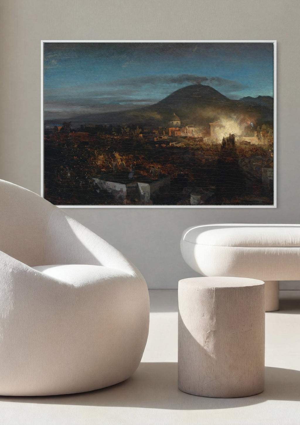 Quadro Decorativo Erupção do Vesúvio - Oswald Achenbach em ambiente decorado