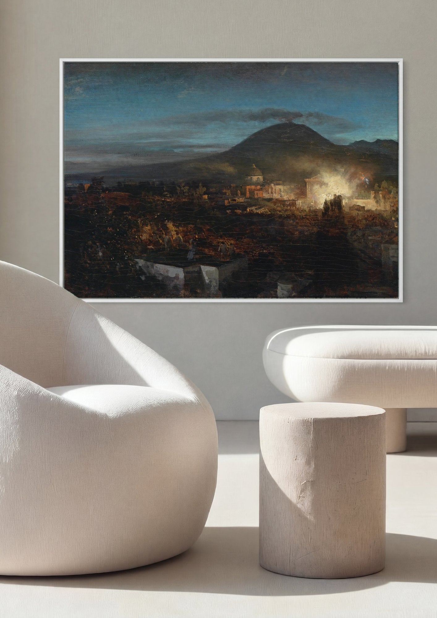 Quadro Decorativo Erupção do Vesúvio - Oswald Achenbach em ambiente decorado