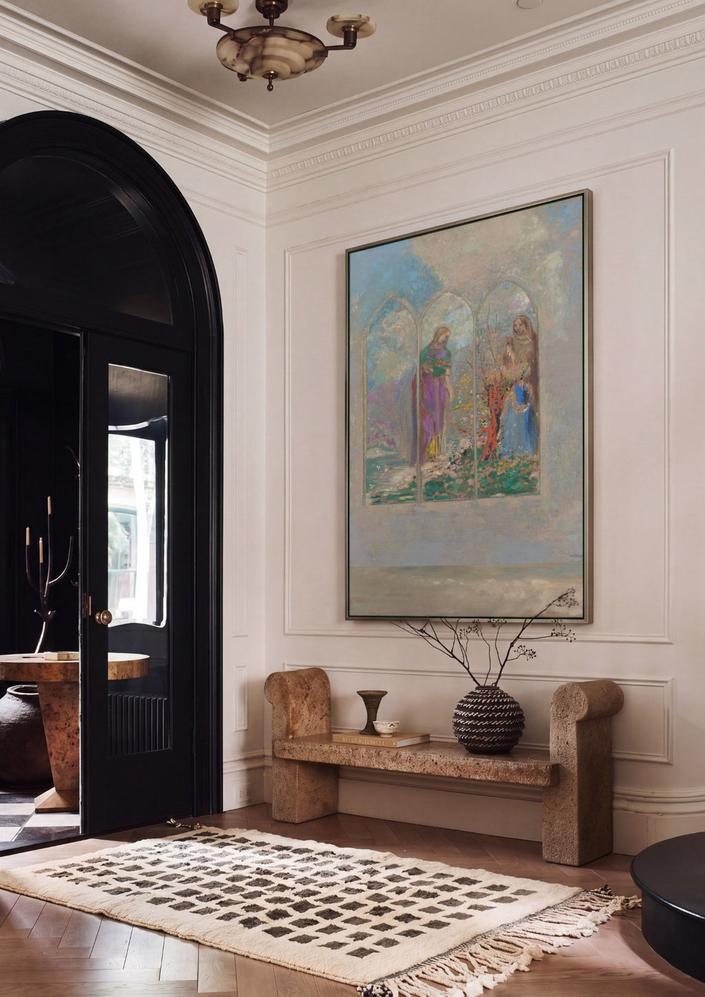 Quadro Decorativo A Janela (A Janela Gótica) - Odilon Redon em ambiente decorado