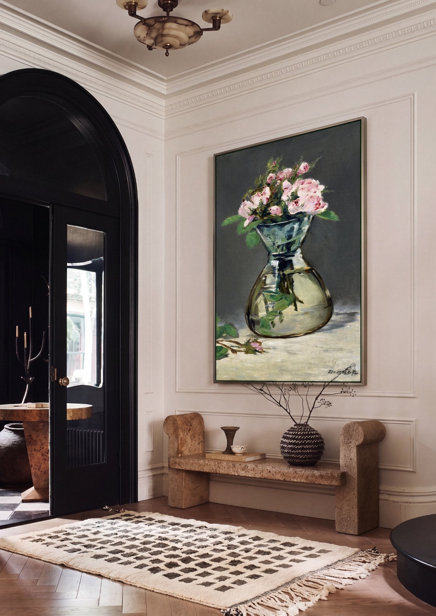 Quadro Decorativo Rosas em um Vaso - Edouard Manet em ambiente decorado
