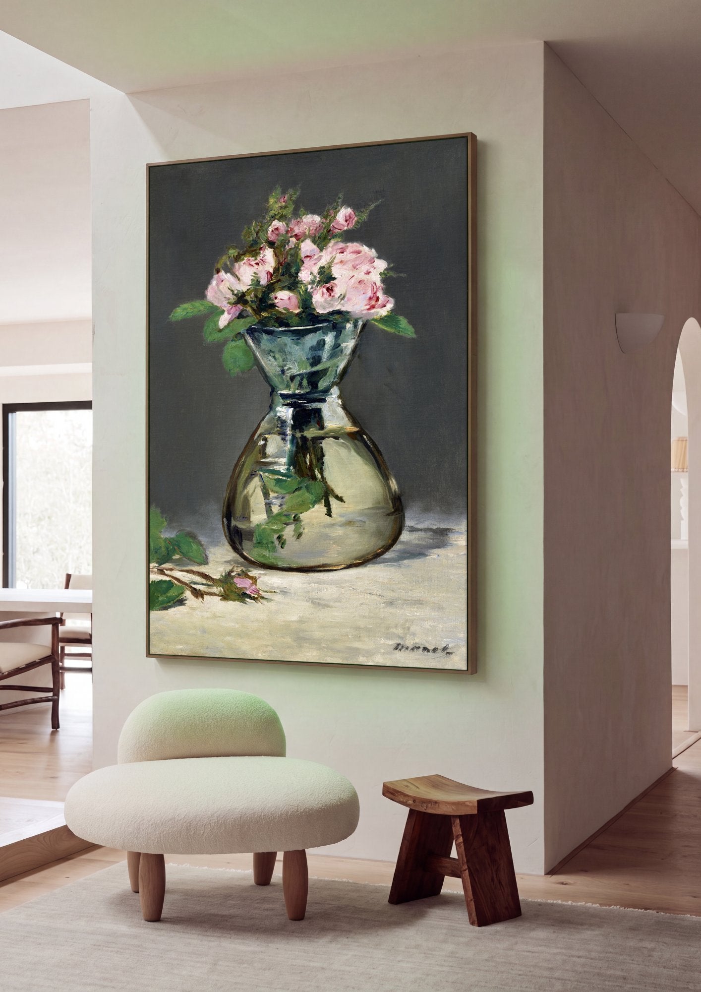 Quadro Decorativo Rosas em um Vaso - Edouard Manet em ambiente decorado