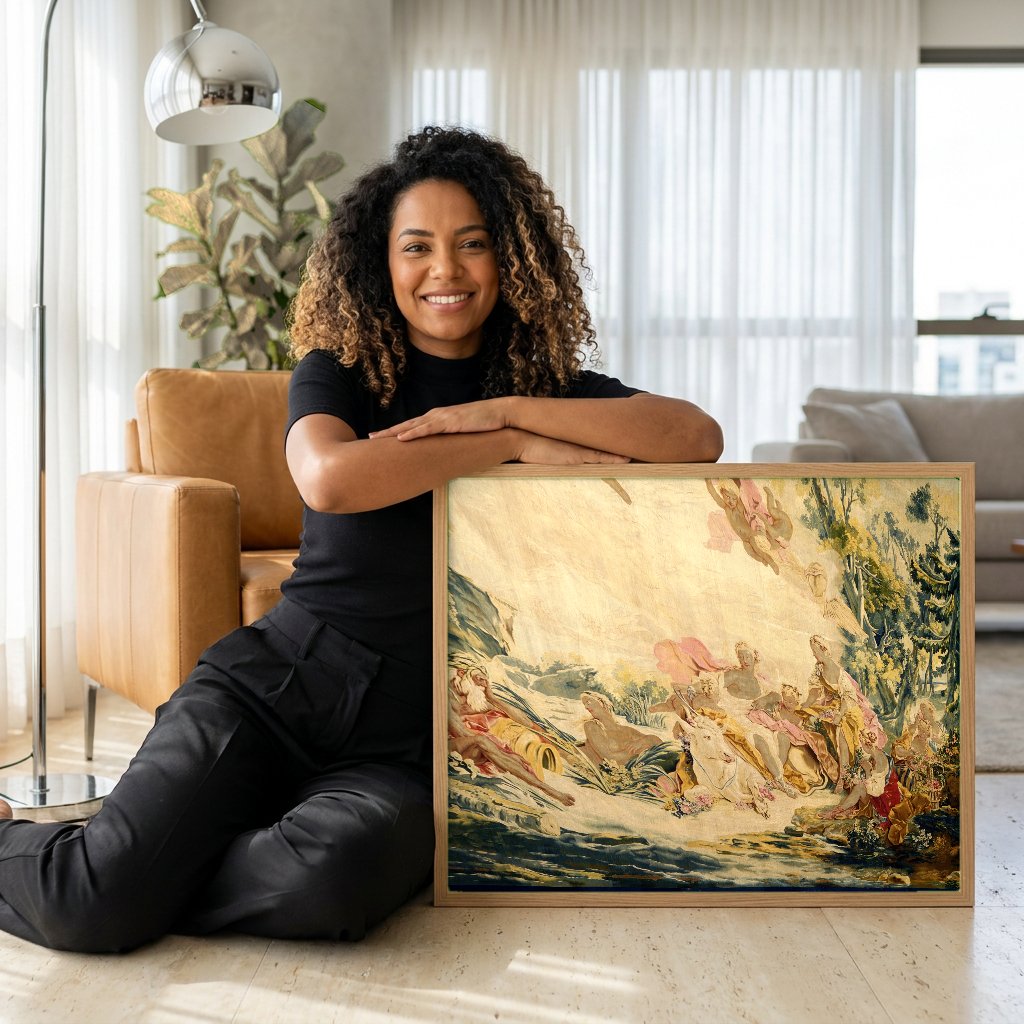 Quadro Decorativo A Europa - François Boucher com modelo em ambiente