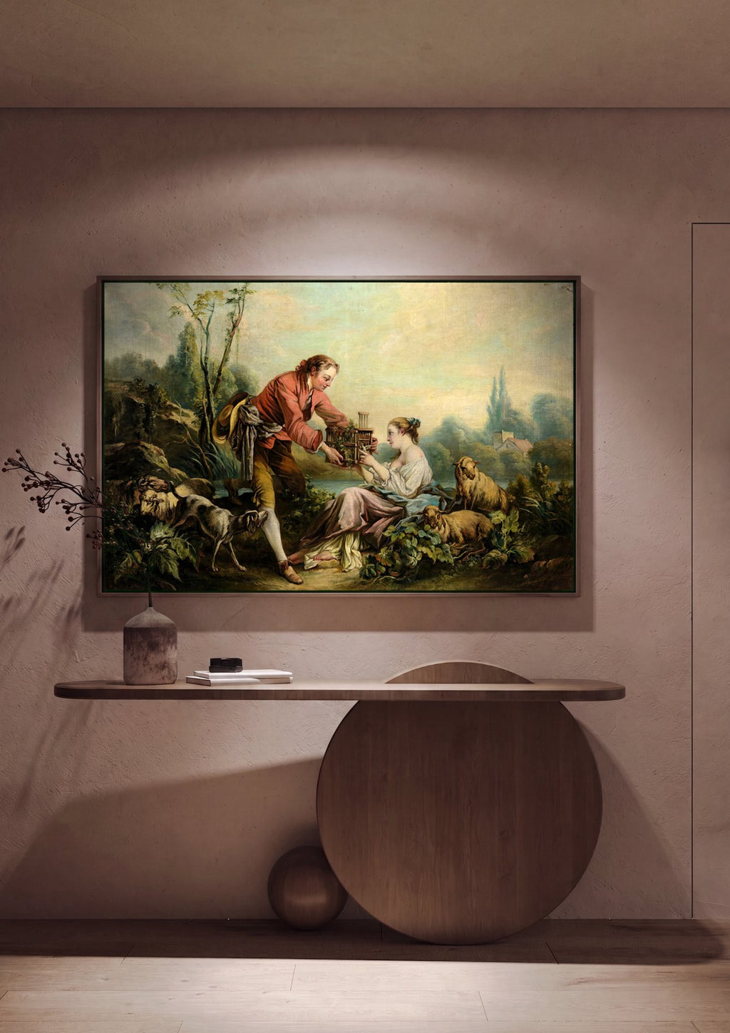 Quadro Decorativo A Gaiola – François Boucher em ambiente decorado