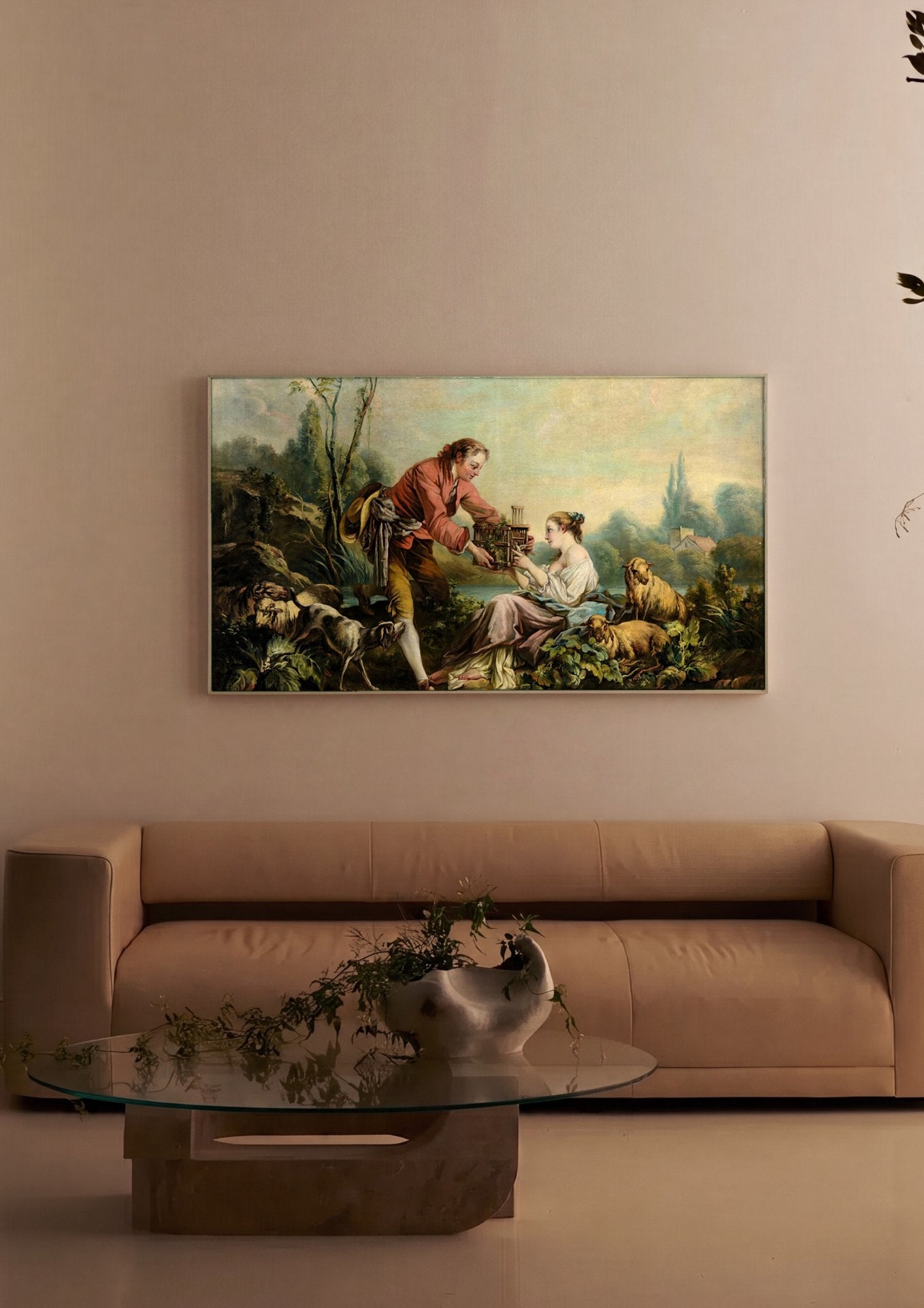 Quadro Decorativo A Gaiola – François Boucher em ambiente decorado