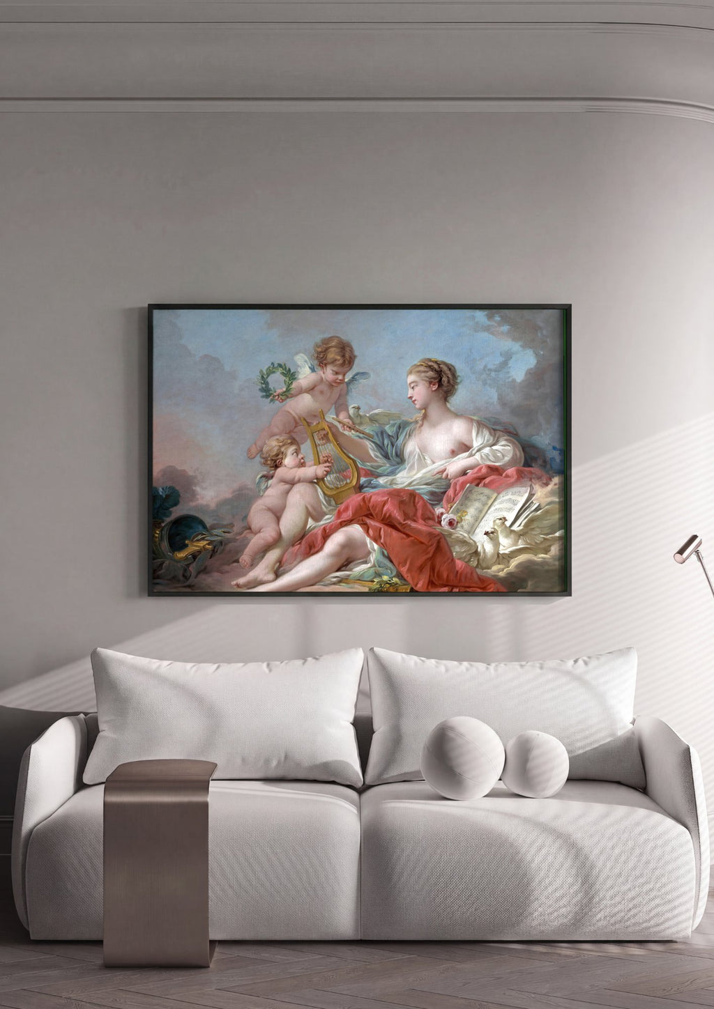 Quadro Decorativo A Música - François Boucher em ambiente decorado