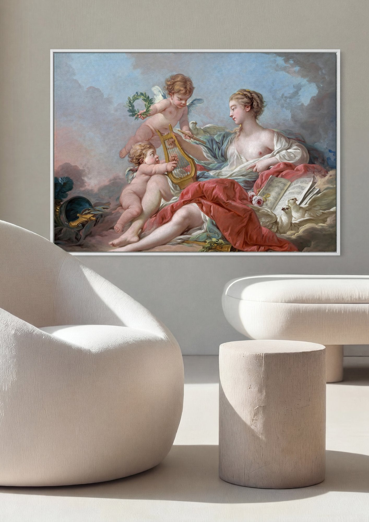 Quadro Decorativo A Música - François Boucher em ambiente decorado