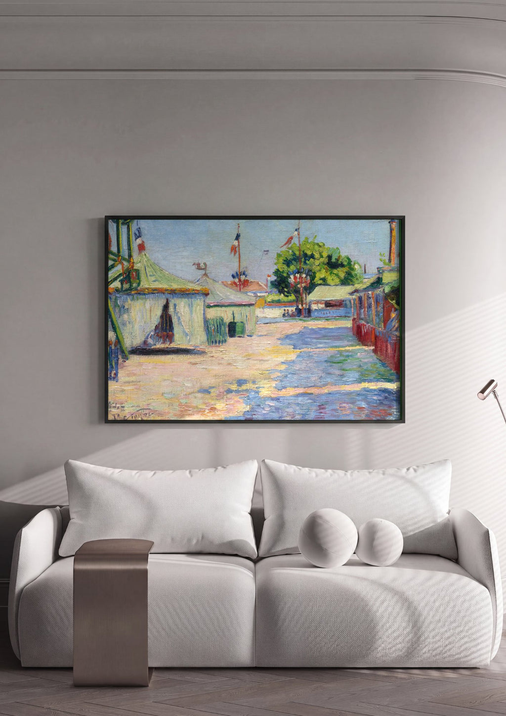 Quadro Decorativo A Feira de Saint-Cloud - Paul Signac em ambiente decorado