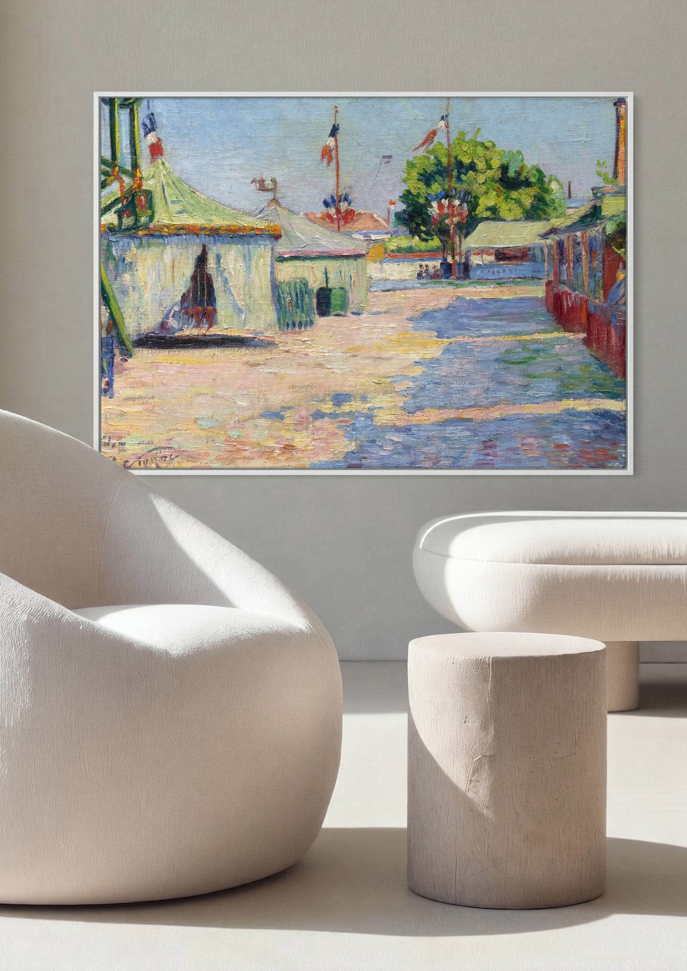 Quadro Decorativo A Feira de Saint-Cloud - Paul Signac em ambiente decorado