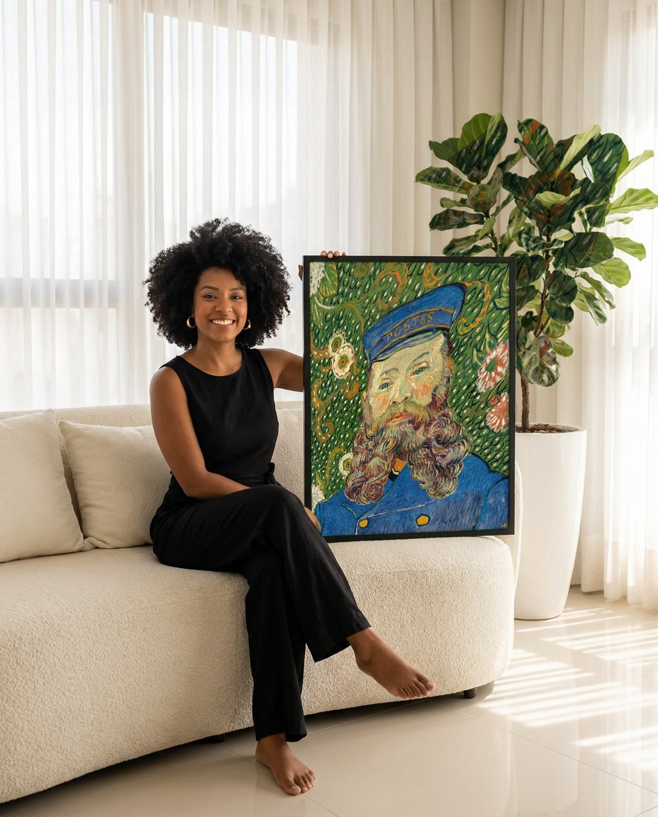 Quadro Decorativo Retrato de Joseph Roulin - Van Gogh com modelo em ambiente