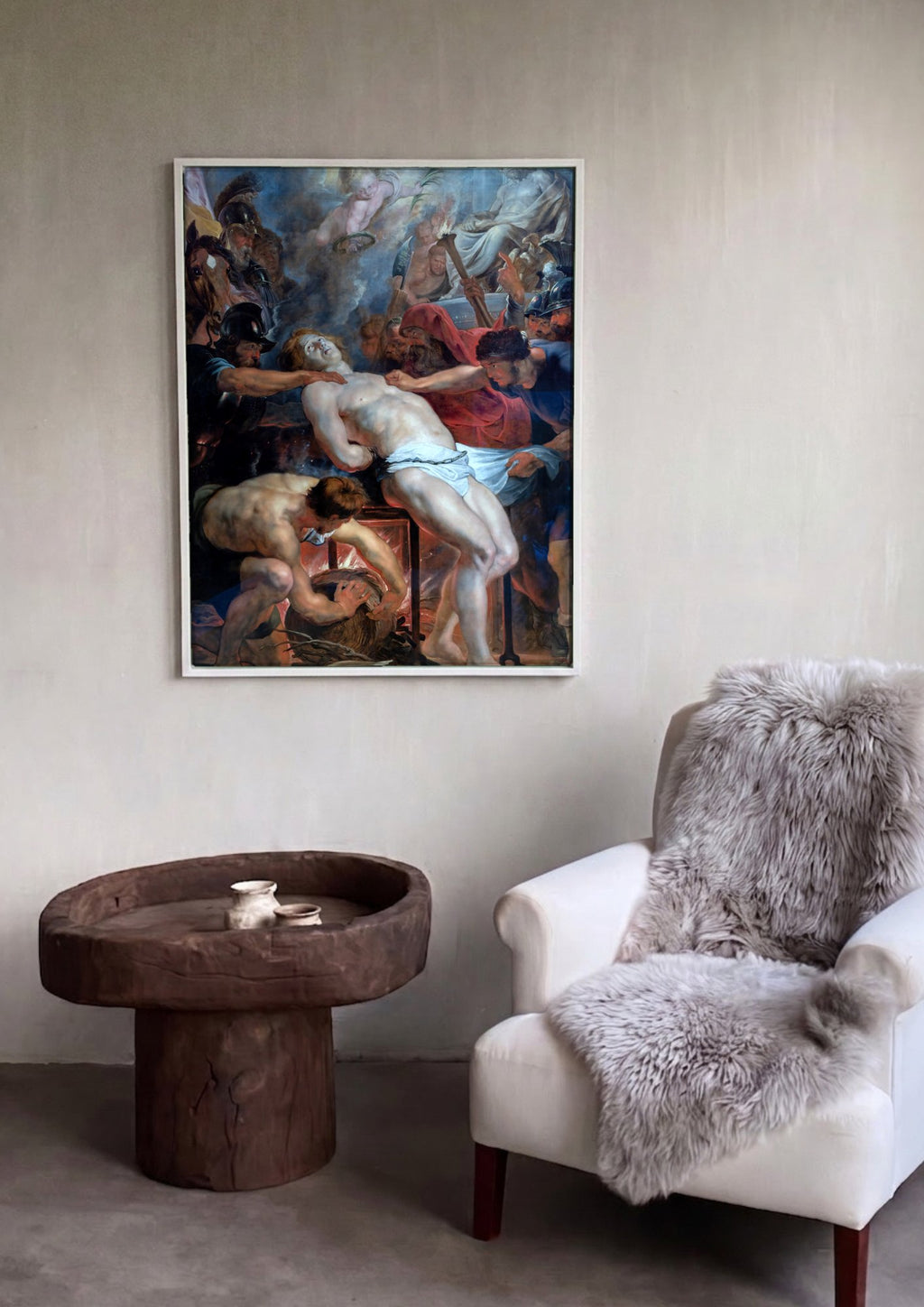 Quadro Decorativo O Martírio de São Lourenço - Rubens em ambiente decorado