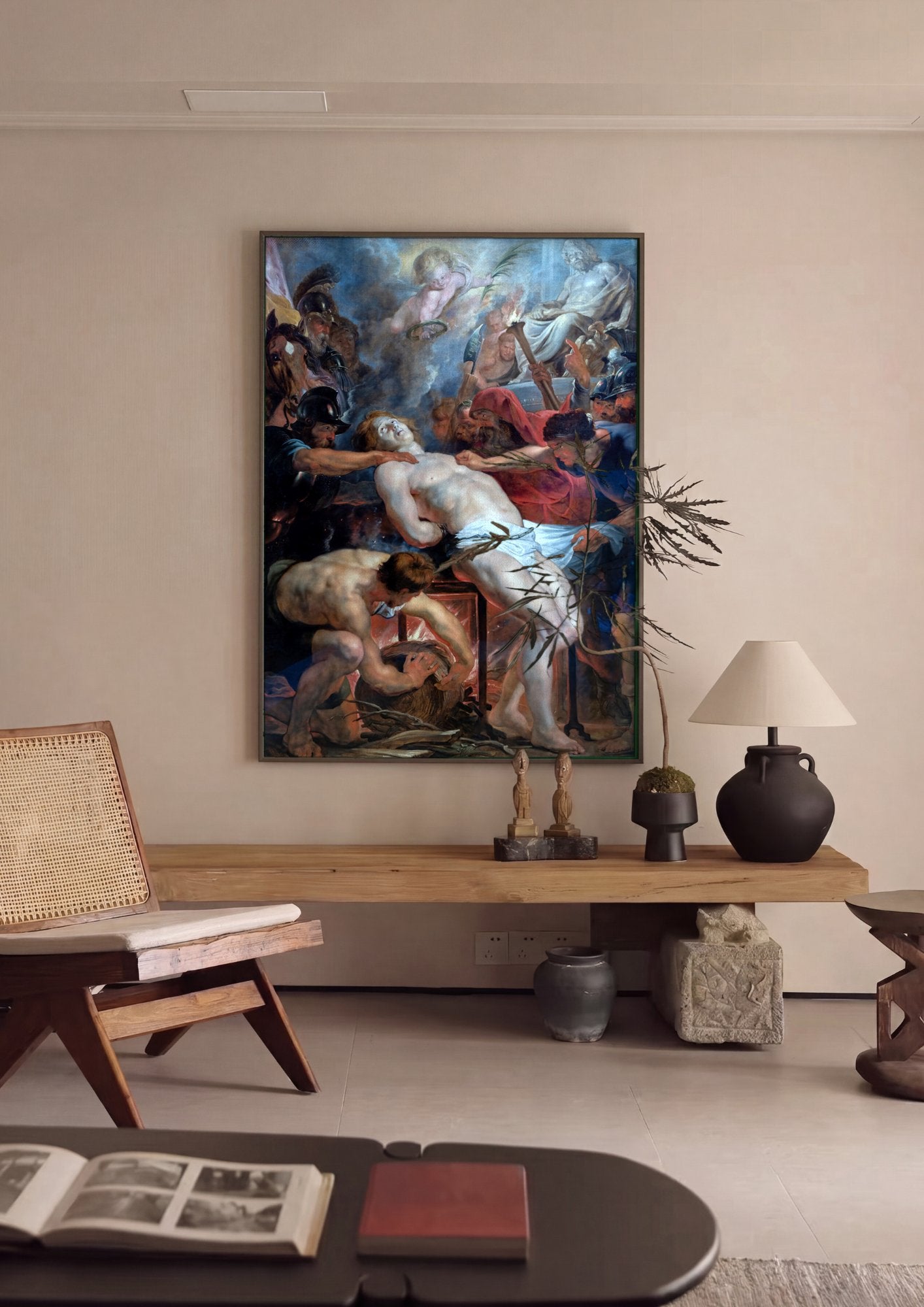 Quadro Decorativo O Martírio de São Lourenço - Rubens em ambiente decorado