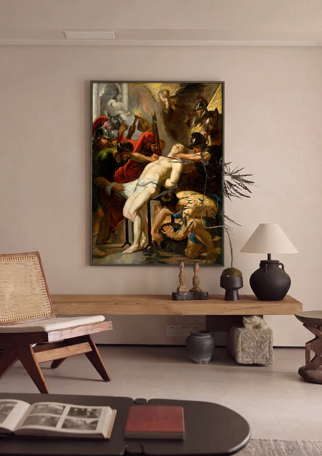 Quadro Decorativo O Martírio de São Lourenço - Rubens em ambiente decorado