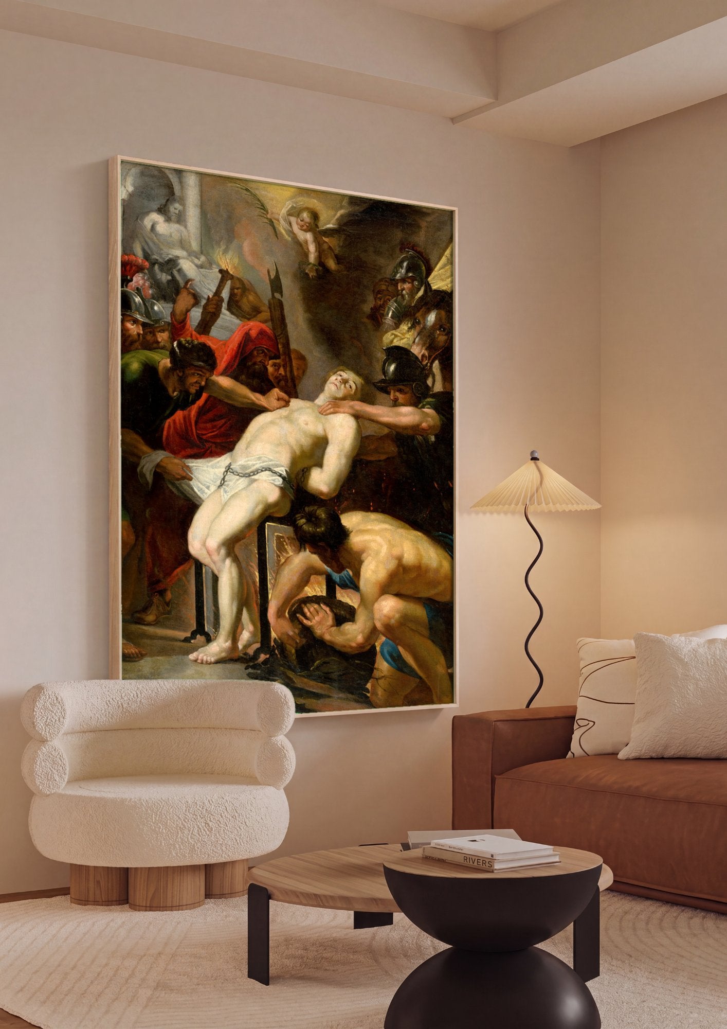 Quadro Decorativo O Martírio de São Lourenço - Rubens em ambiente decorado