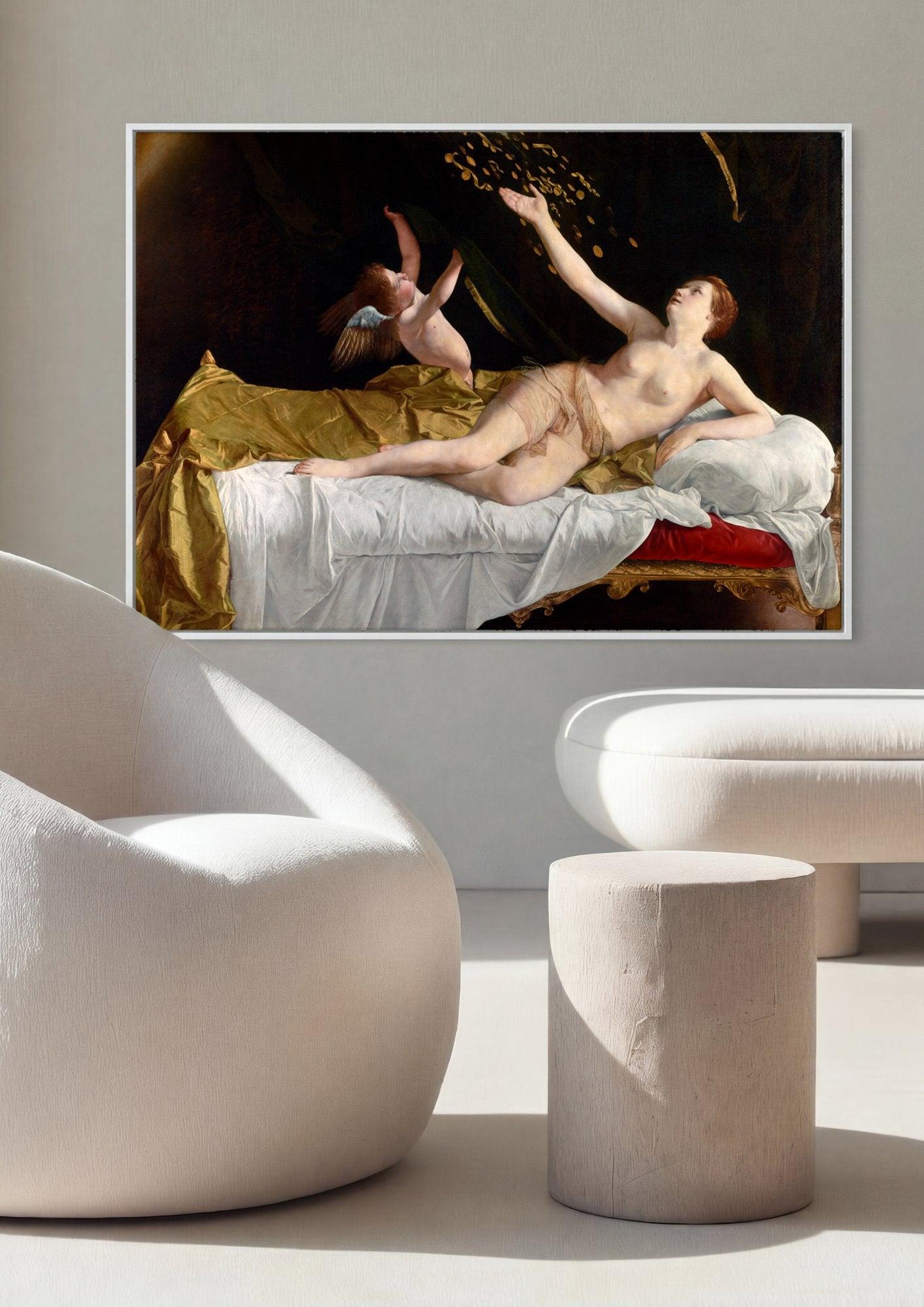 Quadro Decorativo Dânae e a Chuva de Ouro - Rembrandt em ambiente decorado