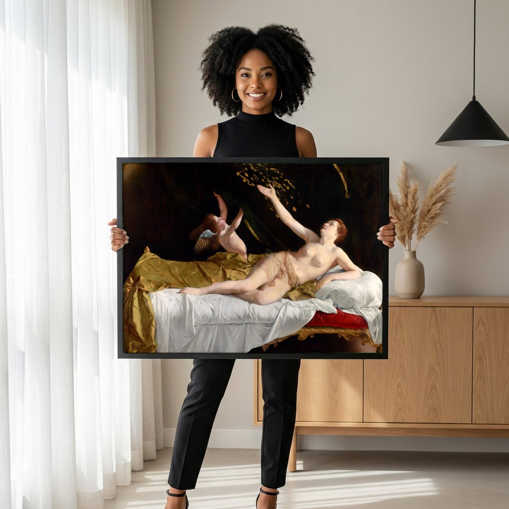 Quadro Decorativo Dânae e a Chuva de Ouro - Rembrandt com modelo em ambiente