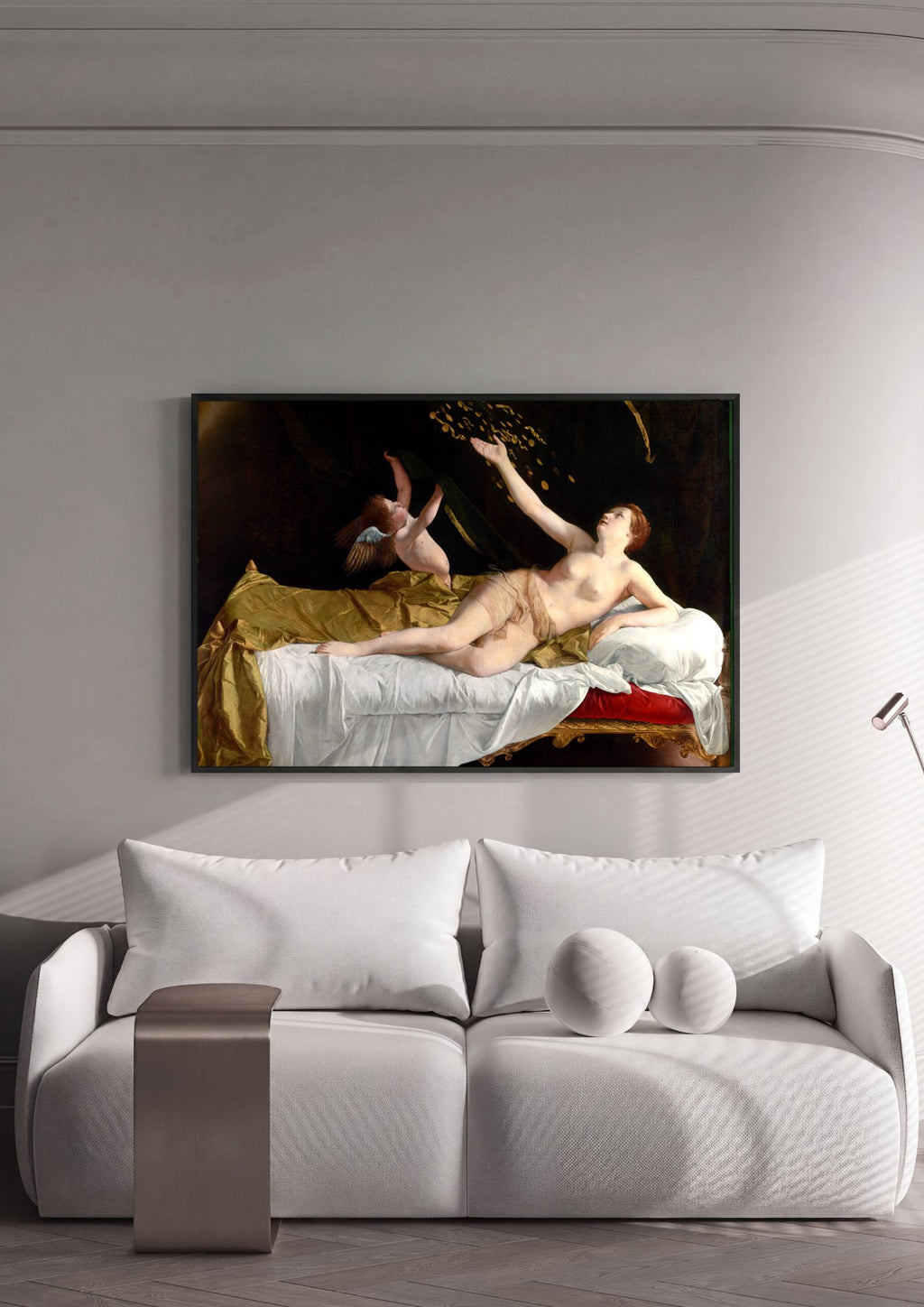 Quadro Decorativo Dânae e a Chuva de Ouro - Rembrandt em ambiente decorado