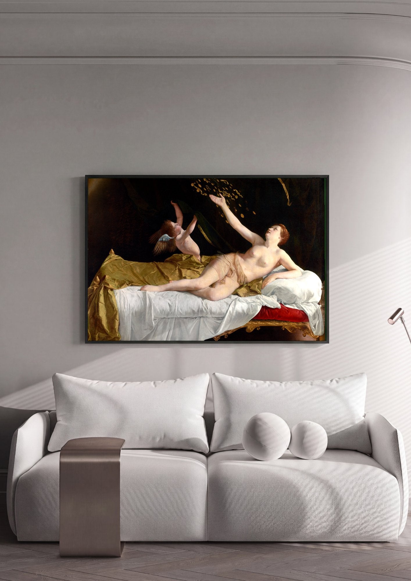 Quadro Decorativo Dânae e a Chuva de Ouro - Rembrandt em ambiente decorado