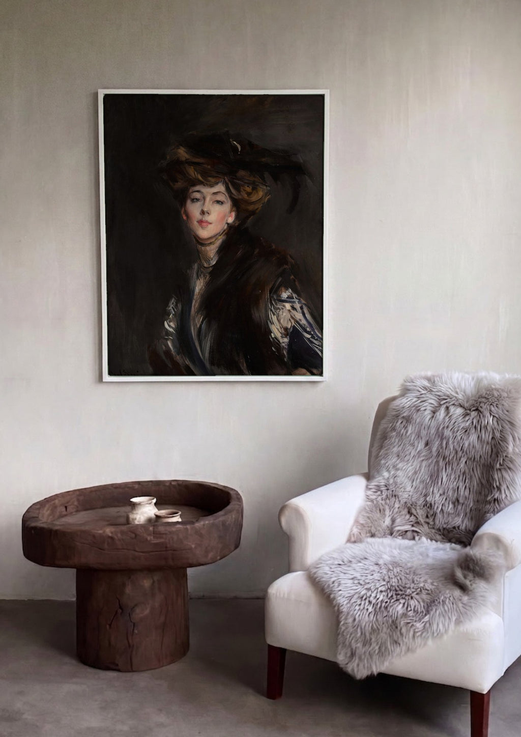 Quadro Decorativo Retrato Feminino - Giovanni Boldini em ambiente decorado