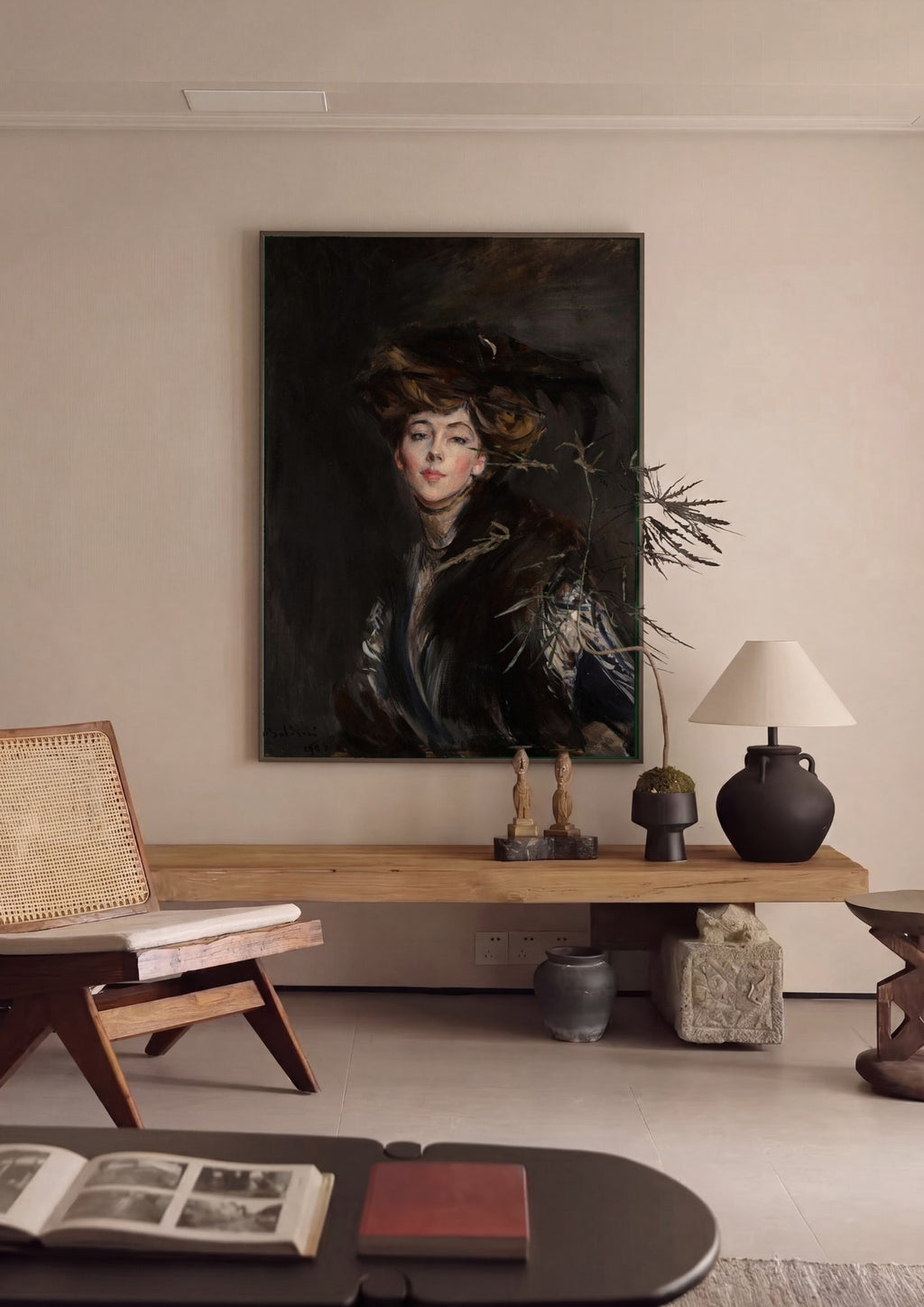 Quadro Decorativo Retrato Feminino - Giovanni Boldini em ambiente decorado
