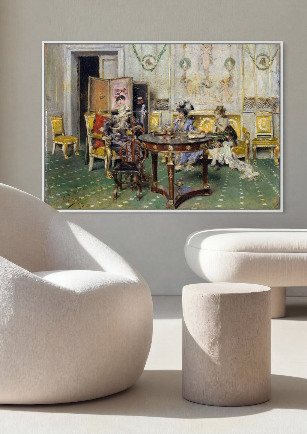 Quadro Decorativo 'Uma Tarde de Chá' - Giovanni Boldini em ambiente decorado