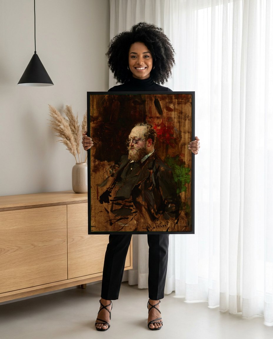 Quadro Decorativo Retrato de Homem - Giovanni Boldini com modelo em ambiente