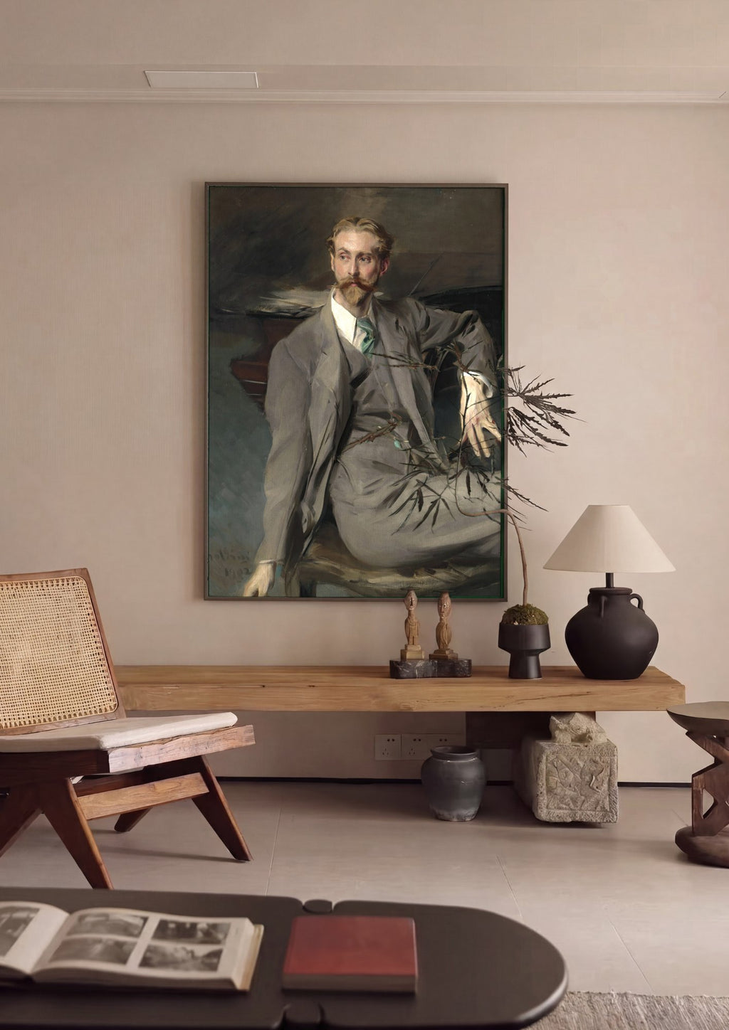 Quadro Decorativo Retrato de Jovem - Giovanni Boldini em ambiente decorado