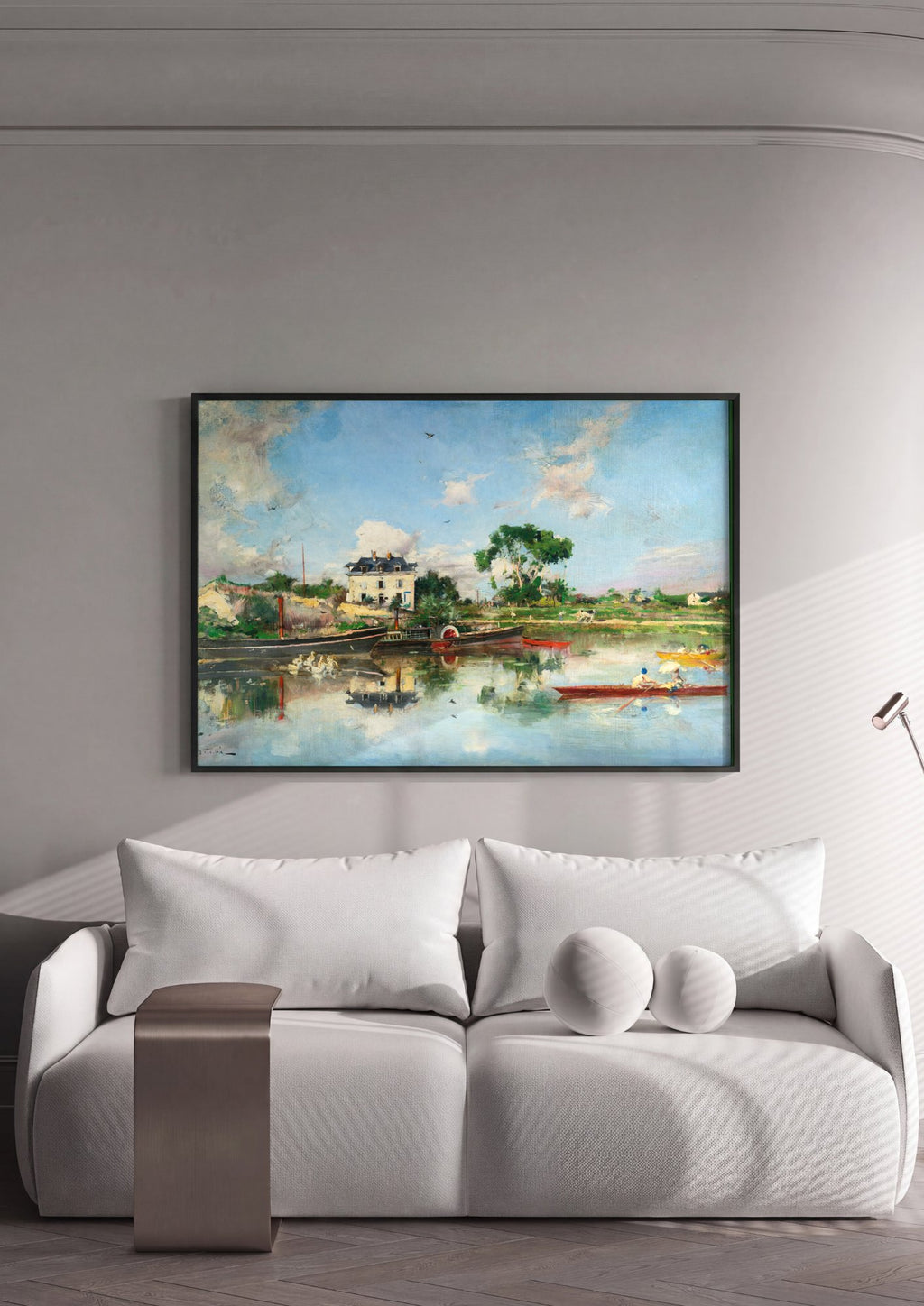 Quadro Decorativo Paisagem Fluvial - Giovanni Boldini em ambiente decorado