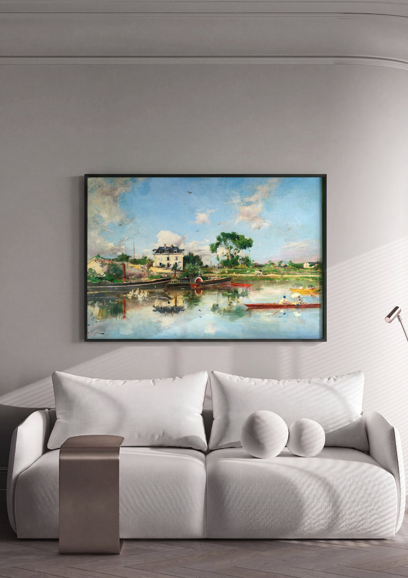 Quadro Decorativo Paisagem Fluvial - Giovanni Boldini em ambiente decorado
