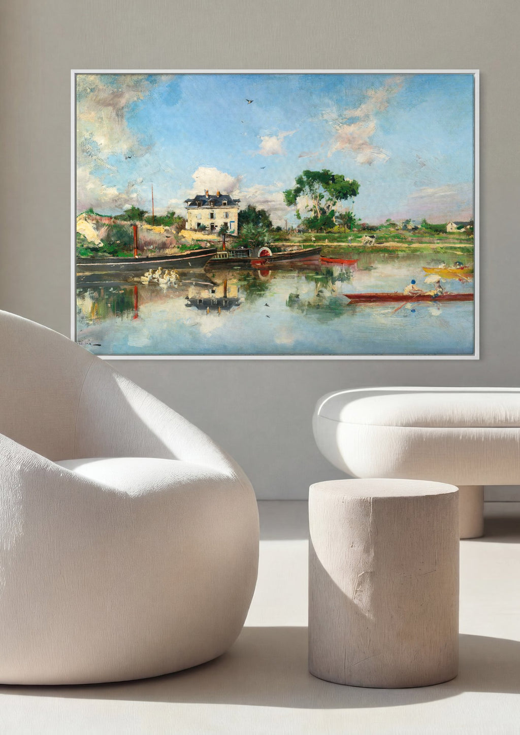 Quadro Decorativo Paisagem Fluvial - Giovanni Boldini em ambiente decorado